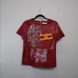 Red Upcycled Vegan Leather Top